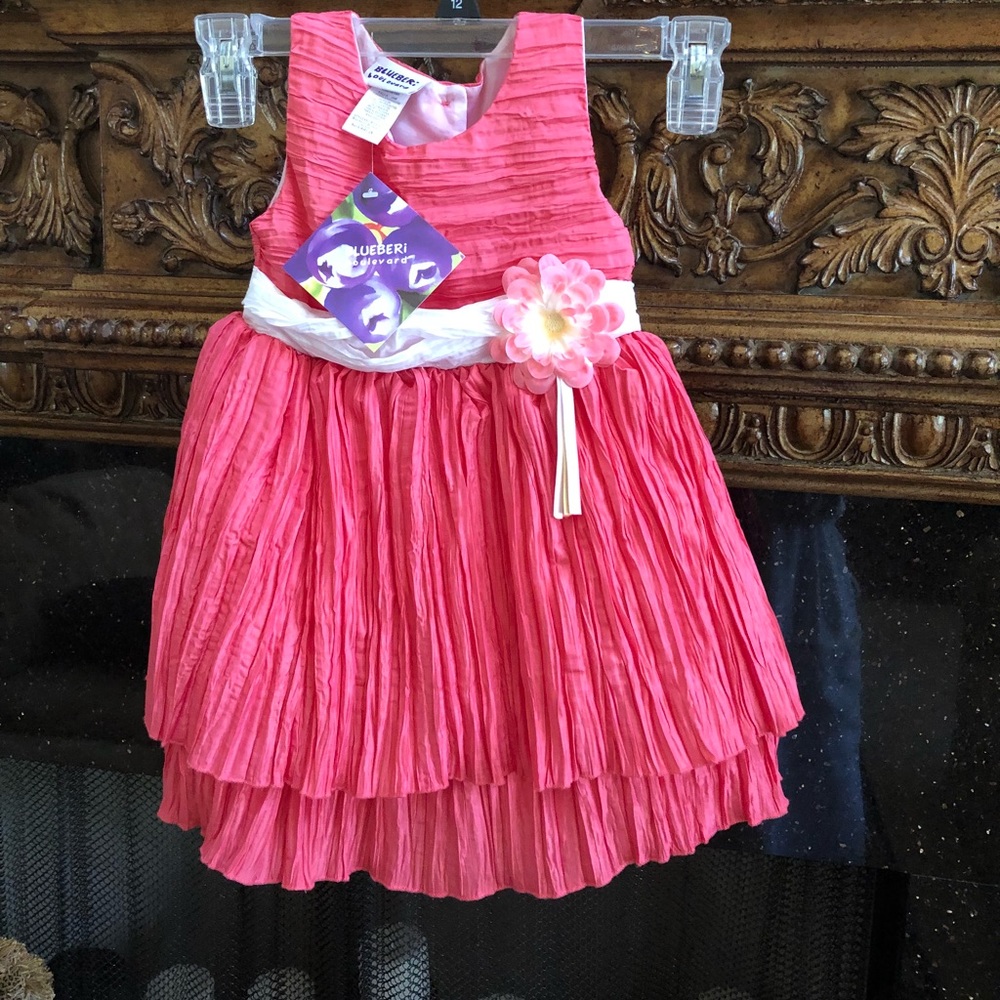 24 mon toddler coral dress crinkled lined Blueber